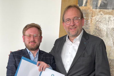 Überreichen Urkunde Professur Roberto Covino, Enrico Schleiff
